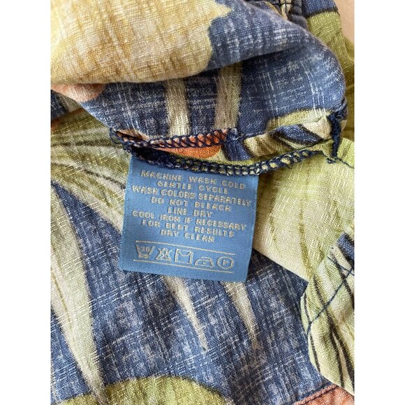 Bermuda Bay XL Tropical Hawaiian Shirt Blue With Orange & Green Floral Design 10 - Picture 8 of 9